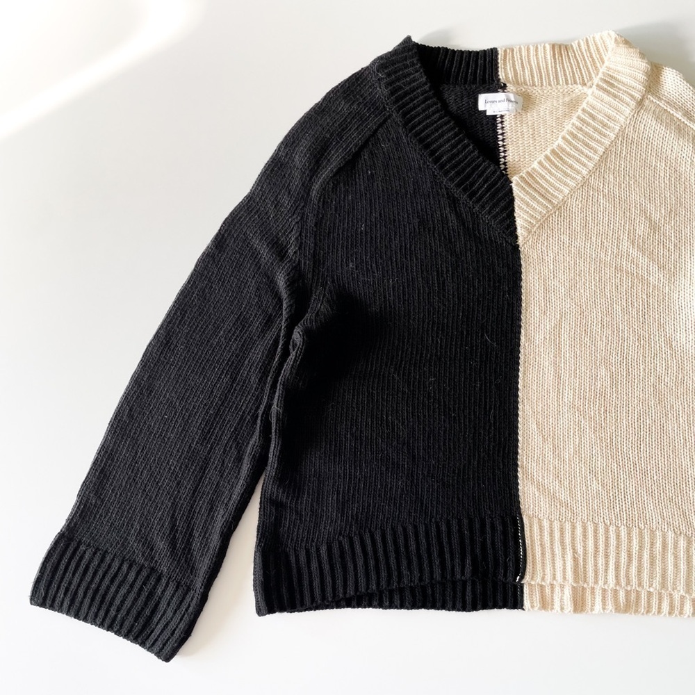 Lovers and Friends Two Toned V-neck Sweater